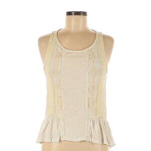 American Eagle Ivory Colored Lacy Sleeveless Tank Top with Ruffle  in Size M
